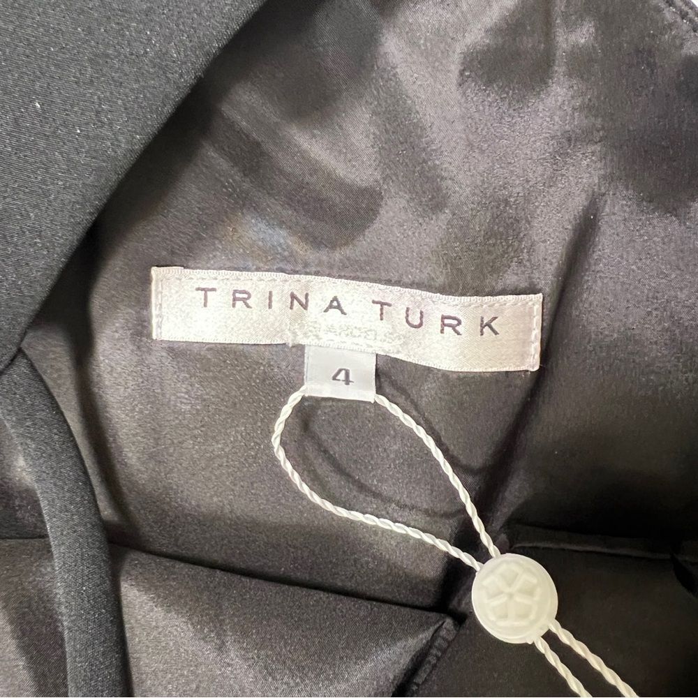 Trina Turk Halter Keyhole Cocktail Party Dress Pleated Shift LBD Black 4 NWT - Picture 7 of 15